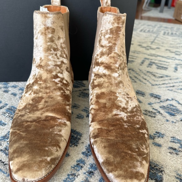 ORO reggio LEATHER boots in tan velvet, sz men 10, made in SPAIN - Picture 3 of 11